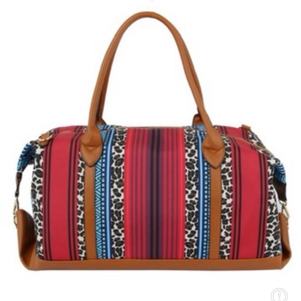 Striped Leopard Overnight Duffle Bag